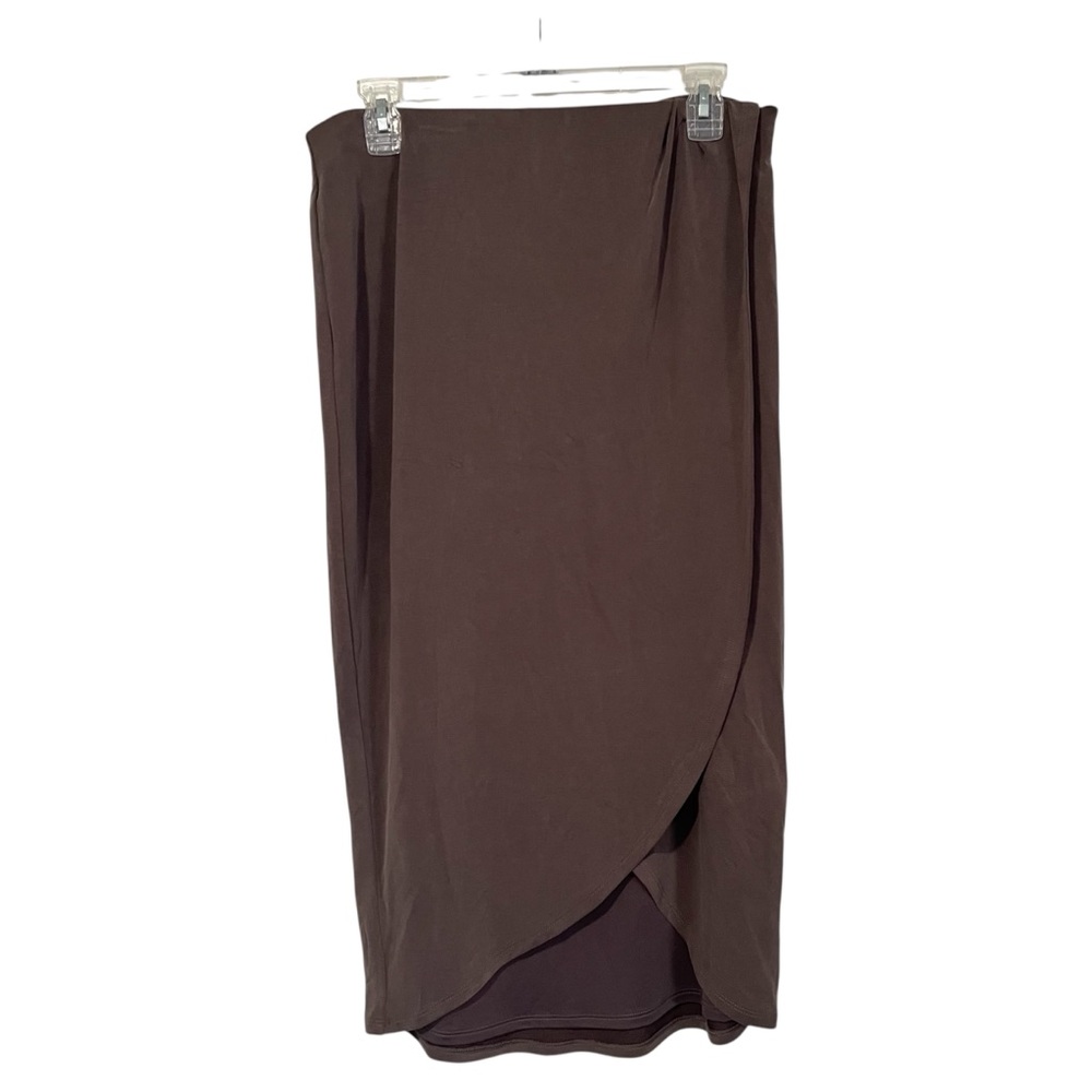 NWT White House Black Market size medium women’s washed espresso wrap skirt